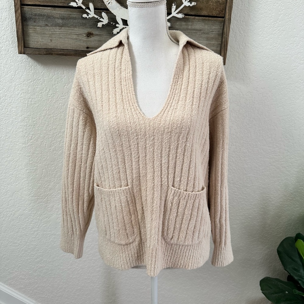 J. Crew Collared Cotton-bouclé Beach Sweater Size S in Ivory NWT